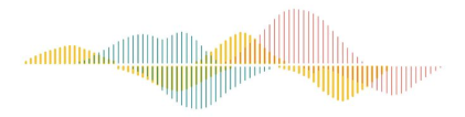 Colorful audio waveform visualization for situational and behavior interviews questions assistant displaying yellow and blue patterns